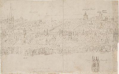 Panorama de Londres visto desde Southwark: Catedral de San Pablo, 1554 de Anthonis van den Wyngaerde
