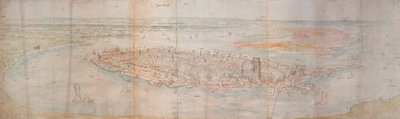 Vista panorámica de Dordrecht desde un punto elevado al oeste de Anthonis van den Wyngaerde