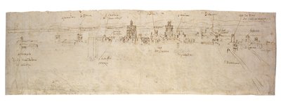 Anverso: Croquis de la laguna de Valencia, la Albufera y la costa y campiña adyacentesVerso: Croquis de varios edificios de Valencia de Anthonis van den Wyngaerde