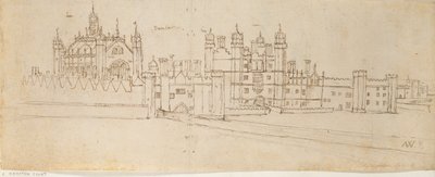 La capilla y la puerta del Palacio de Hampton Court, c. 1550-1560 de Anthonis van den Wyngaerde