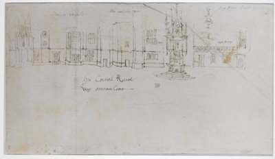 El patio de la fuente, Palacio de Hampton Court, c.1544 de Anthonis van den Wyngaerde