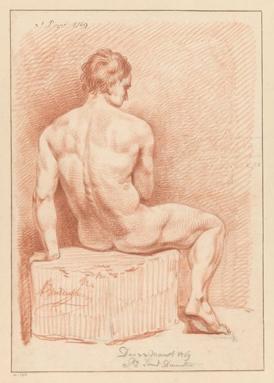 Desnudo masculino sentado, visto de espaldas (3er premio 1769) de Anthony Andriessen