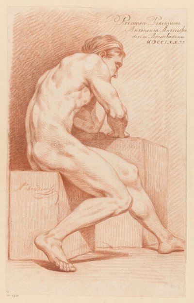 Desnudo masculino sentado, visto de lado (1er premio 1772) de Anthony Andriessen
