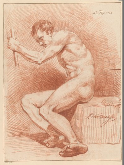 Desnudo masculino sentado, vista lateral (2º precio 1770) de Anthony Andriessen
