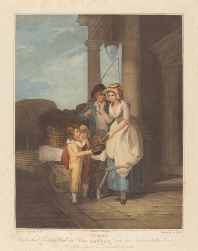 Redondas y sonoras, cinco peniques la libra, cerezas Duke de Anthony Cardon after Francis Wheatley