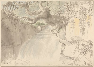 Cascada y tronco de árbol de Anthony Devis