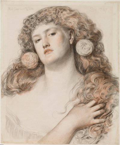 Rosa roja y blanca de Anthony Frederick Augustus Sandys
