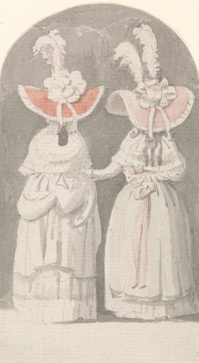 Dos mujeres con extravagantes sombreros de plumas de Anthony Highmore