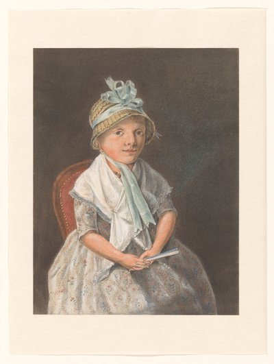 Retrato de una chica sentada con un abanico de Anthony Oberman