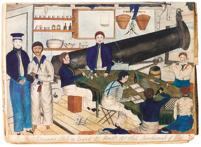 La comida del guardiamarina a bordo del barco Honourable Cos Marchioness of Ely, c.1826-32 de Anthony P. Allen