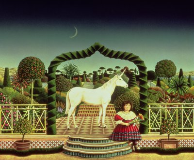 Niña con un unicornio, 1980 de Anthony Southcombe
