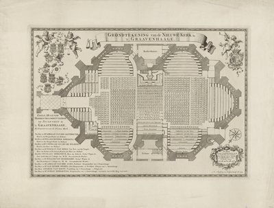 Plano de planta de la Iglesia Nueva de La Haya de Anthony Stechwey