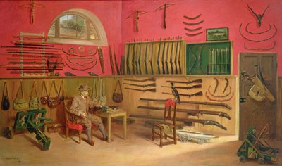 Sir Ralph Payne Gallwey en su sala de armas en Thirkleby Hall, Yorkshire, 1914 de Anthony de Bru
