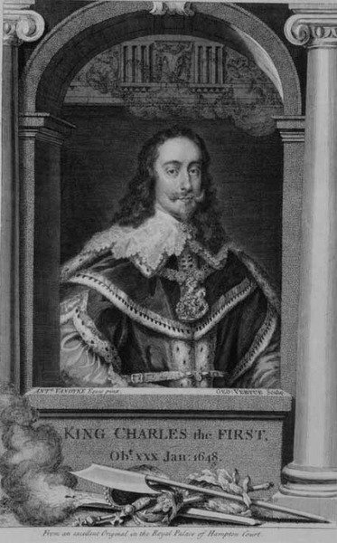 Carlos I (1600-49) Rey de Gran Bretaña e Irlanda desde 1625, grabado por George Vertue (1684-1756) de Anthony van (after) Dyck