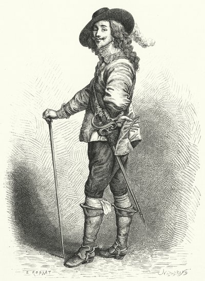 Carlos I, Rey de Inglaterra, Escocia e Irlanda (grabado) de Anthony van (after) Dyck