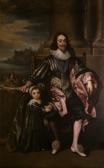 El rey Carlos I y el príncipe Carlos (óleo sobre lienzo) de Anthony van (after) Dyck