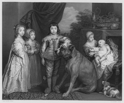 La familia de Carlos I (grabado) de Anthony van (after) Dyck