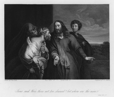 El leproso glorificando a Dios, Lucas XVII de Anthony van (after) Dyck