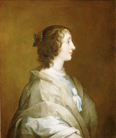 Henrietta Maria (1609-1669), c.1638 (óleo sobre lienzo) de Anthony van (studio of) Dyck