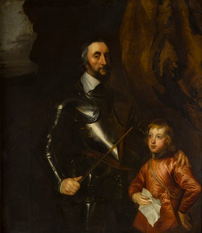 Retrato de Thomas, el conde de Arundel con uno de sus nietos (1592-1646), c.1620-41 (óleo sobre lienzo) de Anthony van (studio of) Dyck