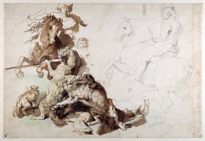 Caza de lobo y zorro (La caza europea) de Anthony van Dyck