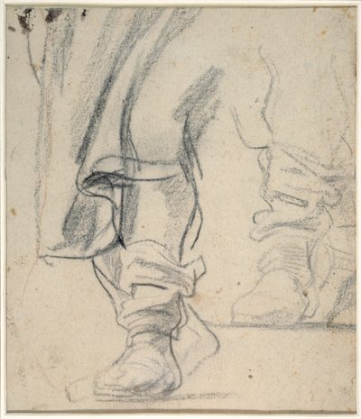 Piernas de un hombre con botas y capa descendente de Anthony van Dyck