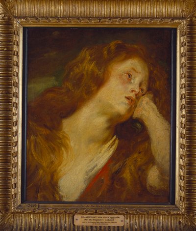 Una joven, busto, descansando su cabeza en su mano de Anthony van Dyck