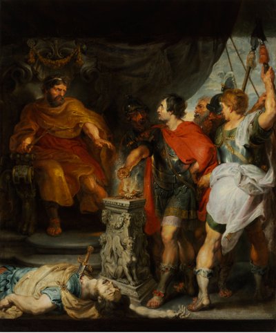Cayo Mucio Escévola, joven patricio romano capturado por la guardia real de Porsenna de Anthony van Dyck