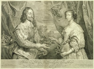 Carlos I (1600-49) y Henrietta Maria (1609-69) grabado por George Vertue (1684-1756) después de una pintura de 1634, 1742 de Anthony van Dyck