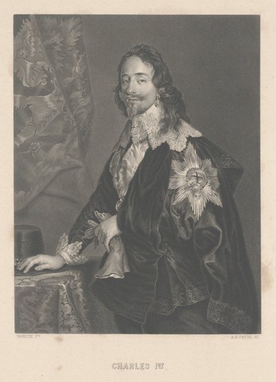 Carlos I, grabado por A.H. Payne de Anthony van Dyck
