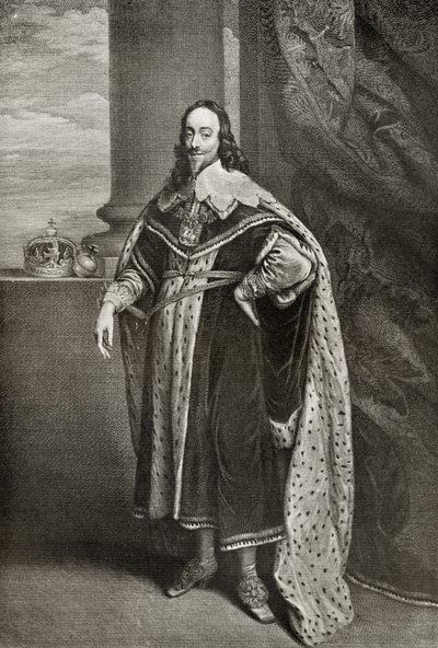 Carlos I, grabado por Sir Robert Stange, de 