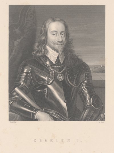 Carlos I, grabado por W. Hall de Anthony van Dyck