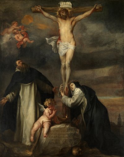 Cristo en la Cruz con Santa Catalina de Siena, Santo Domingo y un ángel de Anthony van Dyck