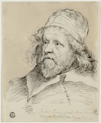 Inigo Jones (recto); Boceto de cabeza femenina (verso) de Anthony van Dyck