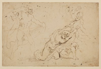 La venganza de Juno sobre Calisto, estudio de un hombre y una mujer atacando a otra mujer, 1621-c.1623 de Anthony van Dyck