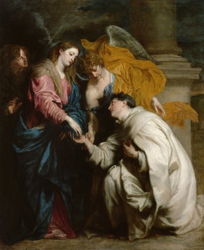La visión del Beato Hermann de Steinfeld, conocido como José (1150-1230) - Pintura de Sir Anthonis (Anton o Antoon) van Dyck (1599-1641), óleo sobre lienzo (160x128 cm) de Anthony van Dyck