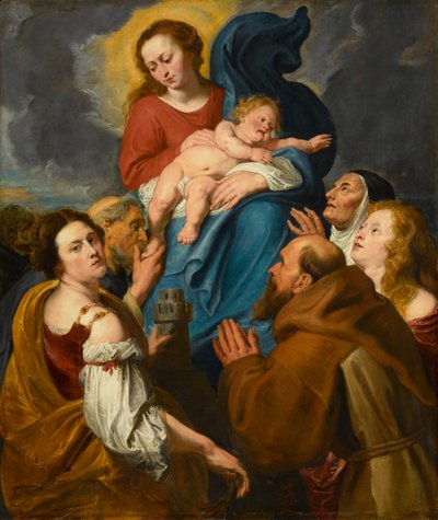 Madonna y el Niño con cinco santos, circa 1627-1630 de Anthony van Dyck
