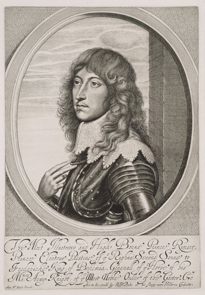 Retrato del Príncipe Ruperto (1619-82) Conde Palatino del Rin y Duque de Baviera, grabado por William Faithorne de Anthony van Dyck