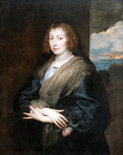 Retrato de una mujer con una rosa, entre 1635 y 1639 de Anthony van Dyck