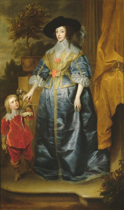 La reina Henrietta Maria y su enano Sir Jeffrey Hudson, c.1633 de Anthony van Dyck