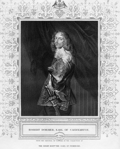 Robert Dormer, Conde de Caernarvon, impresión hecha por H. Robinson, ilustración de 