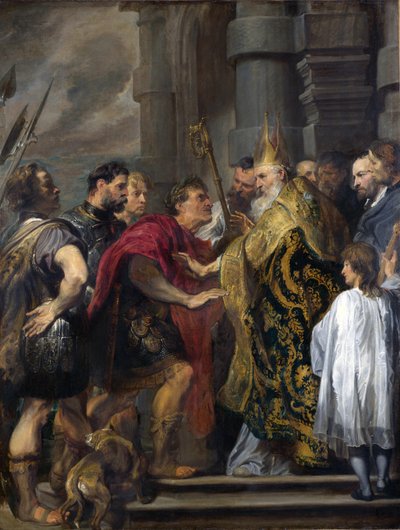 San Ambrosio impidiendo a Teodosio entrar en la Catedral de Milán de Anthony van Dyck