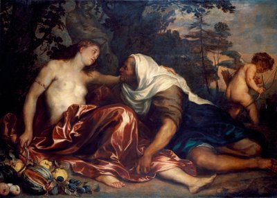 Vertumno y Pomona (Júpiter y Ceres): Vertumno, enamorado de la ninfa Pomona, se disfraza de anciana para acercarse a ella de Anthony van Dyck