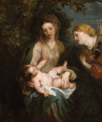 Virgen y el Niño con Santa Catalina de Alejandría, c.1630 de Anthony van Dyck