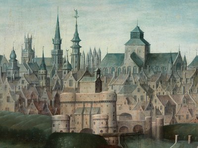 Detalle del retrato de Juan Pardo II y sus esposas Anna Ingenieulandt y Maria Anchemant de Anthuenis (1536 1613) Claeissins or Claeissens