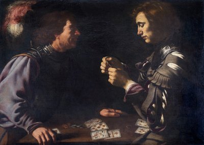 Jugadores de cartas, c.1620 (óleo sobre lienzo) de Antiveduto Gramatica