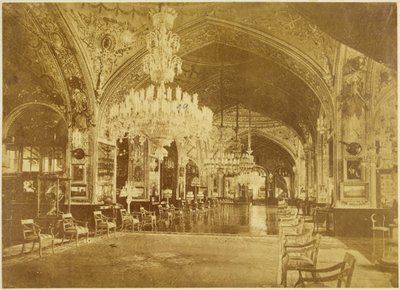 Talar-i Muzeh, también llamado Talar-i Salam (Sala de Audiencias), Palacio de Golestán, Teherán, 1880-90 de Antoin Sevruguin