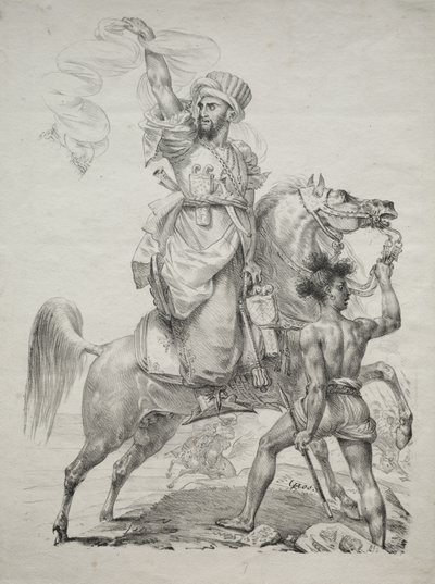 Un jefe mameluco a caballo pidiendo ayuda de Antoine-Jean Gros