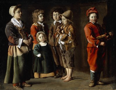 Niños campesinos, c.1630-40 (óleo sobre cobre) de Antoine (attr. to) Le Nain