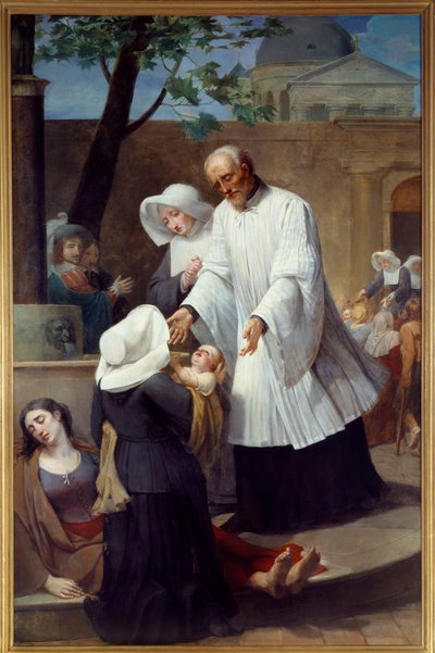 San Vicente de Paúl (1581-1660) cuidando a los apestados de Antoine Ansiaux